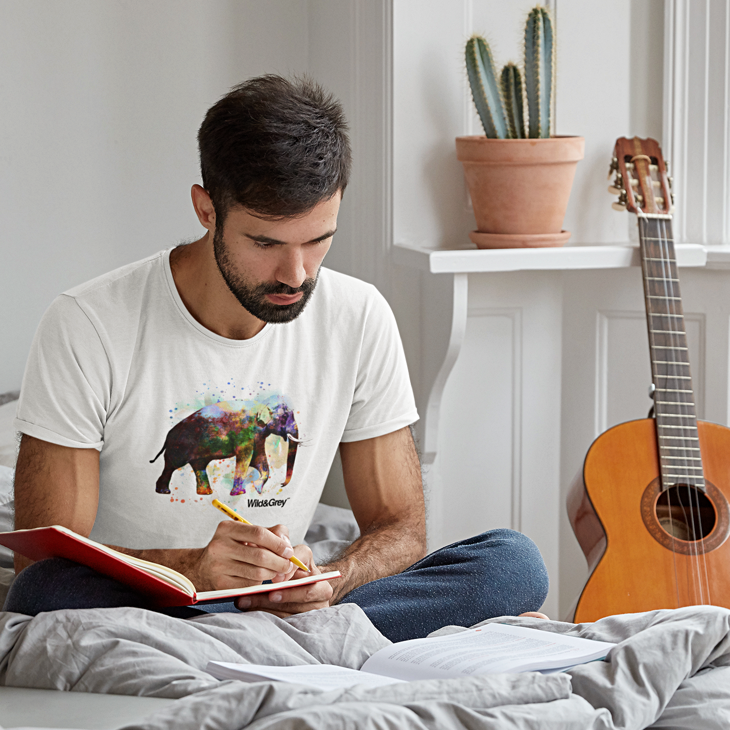 Water Color elephant Mens T-Shirt by Wild&Grey